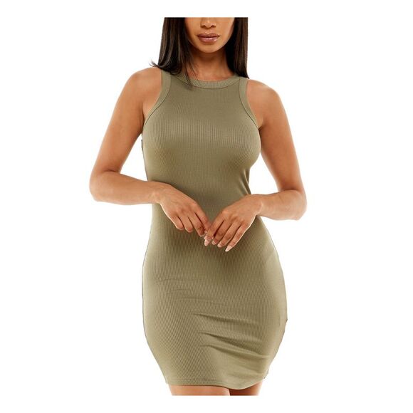 ALMOST FAMOUS Dresses & Skirts - ALMOST FAMOUS Womens Green Round Hem Sleeveless Scoop Neck Mini Body Con Dress M